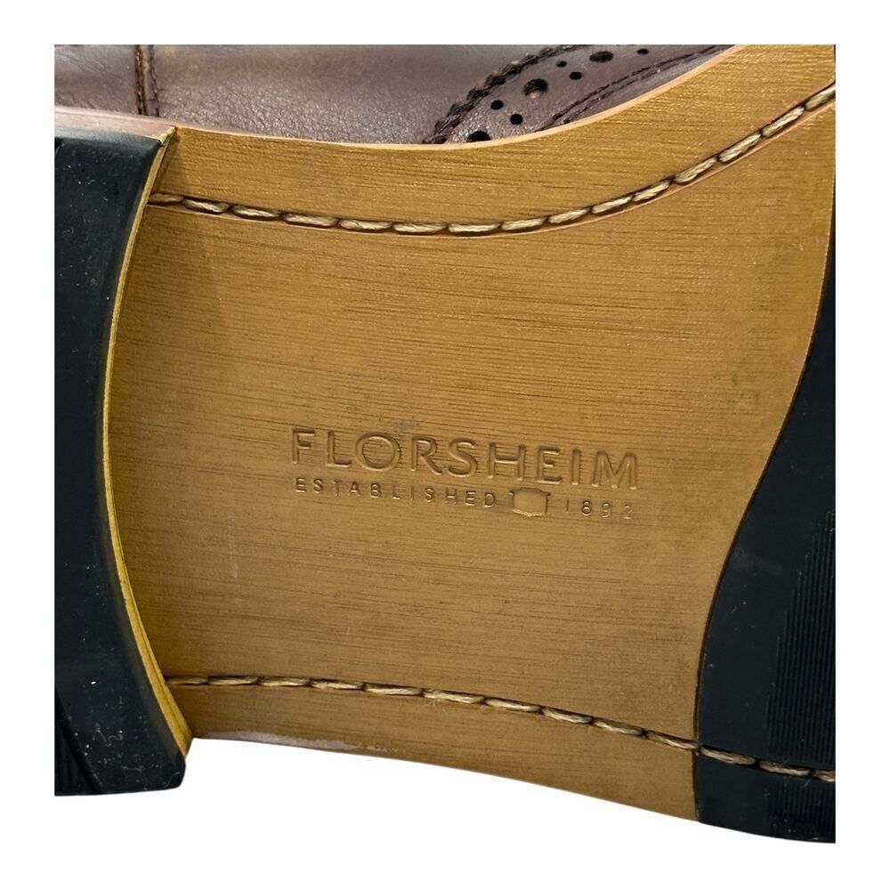 FLORSHEIM Streets WT Boot Size MENS 8M Brown Leather Wingtip Chelsea (11835-200) - Picture 8 of 15